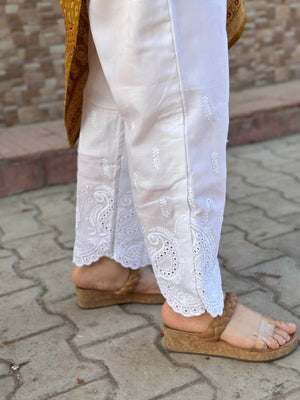 Cotton chikankari hakoba pants - Vijay Laxmi