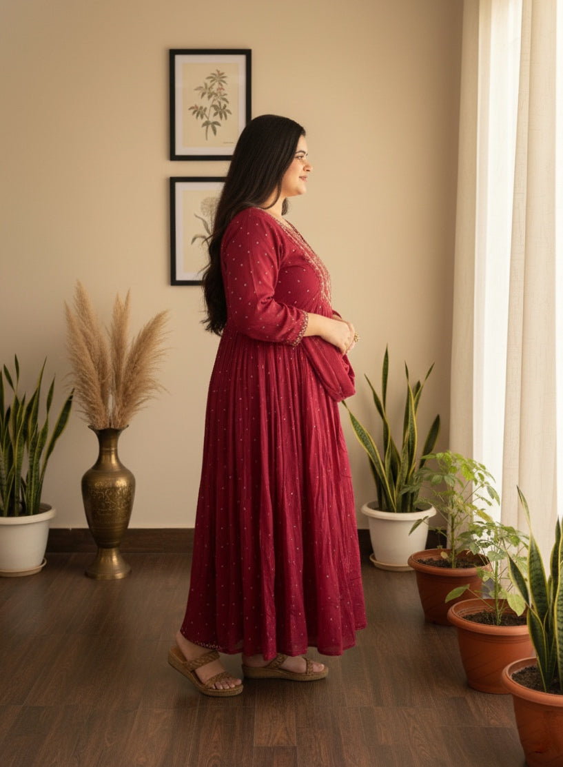 Mul cotton Chanderi kurta set for women with dupatta