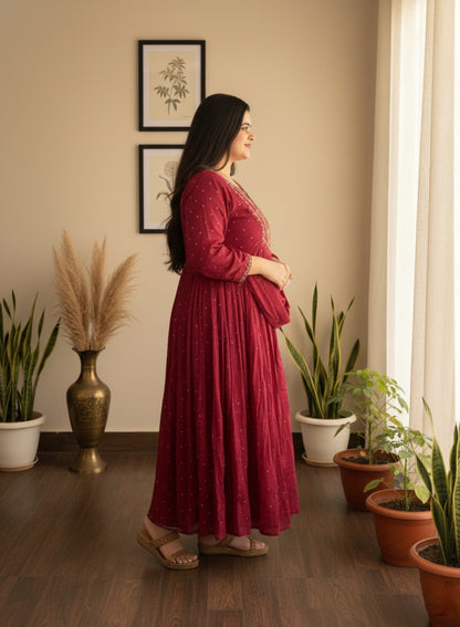 Mul cotton Chanderi kurta set for women with dupatta