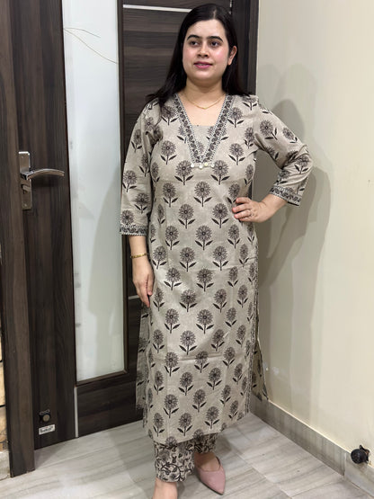 Mehar premium cotton Kurta & Pant Chiku