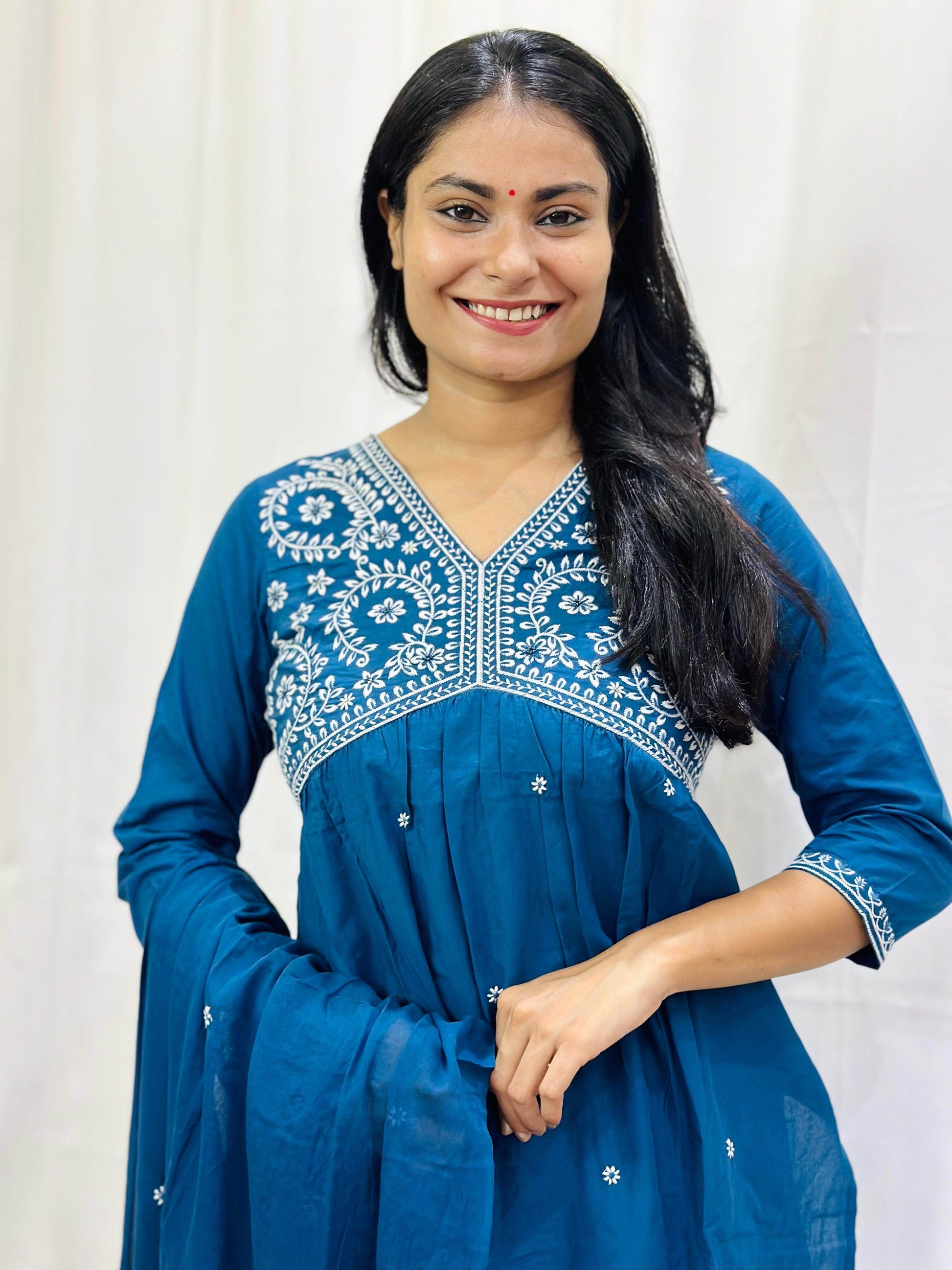 Mul Mul Cotton Suit For Women BLU - Vijay Laxmi