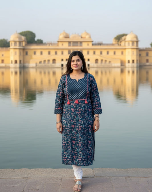 Everyday Cotton kurti - Breathable & Stylish Blue