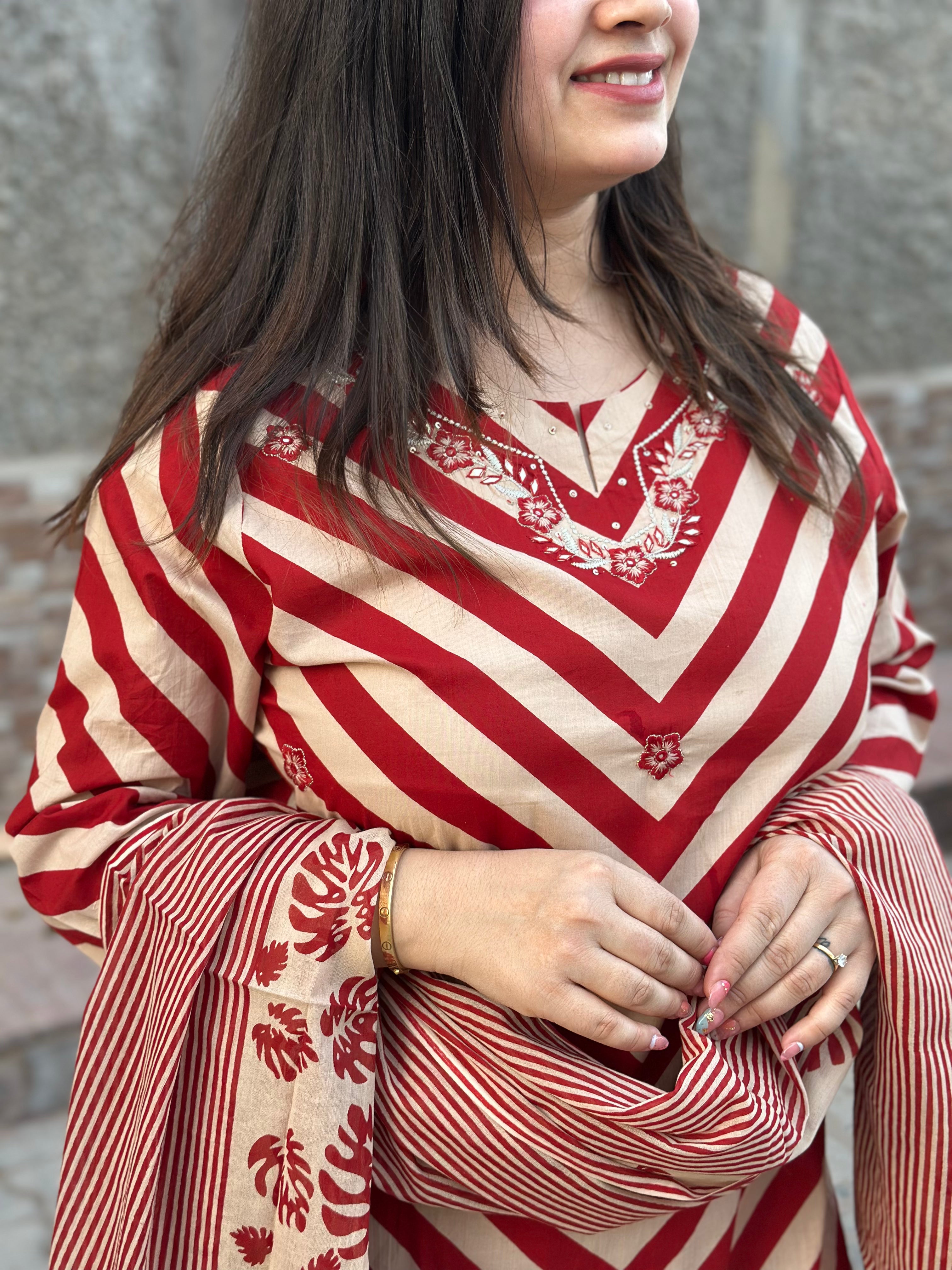 Premium Cotton kurta Set with pants and dupatta