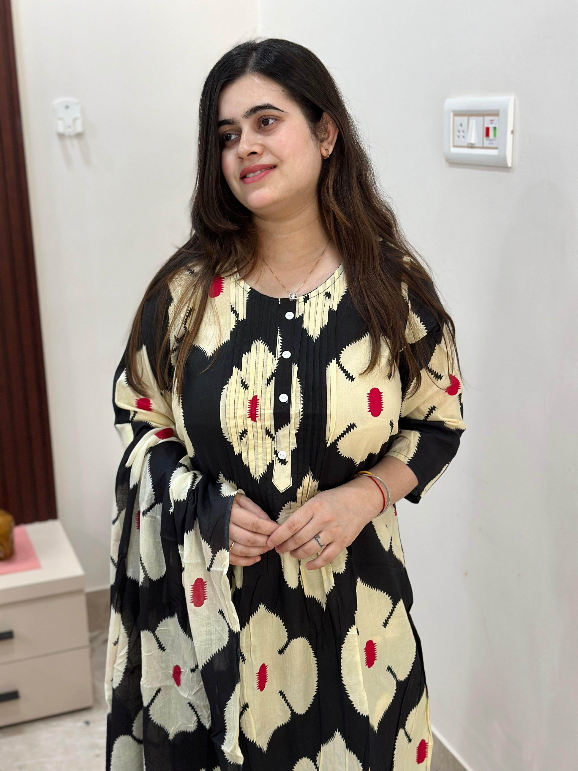 Floral Cotton Kurta Set for Women - Vijay Laxmi