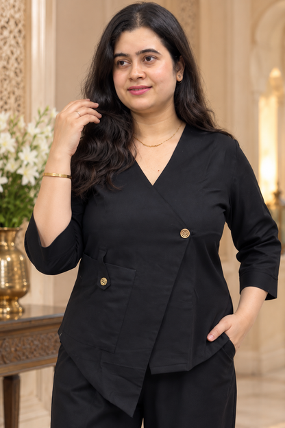 Ruhani Cotton cord set for women black