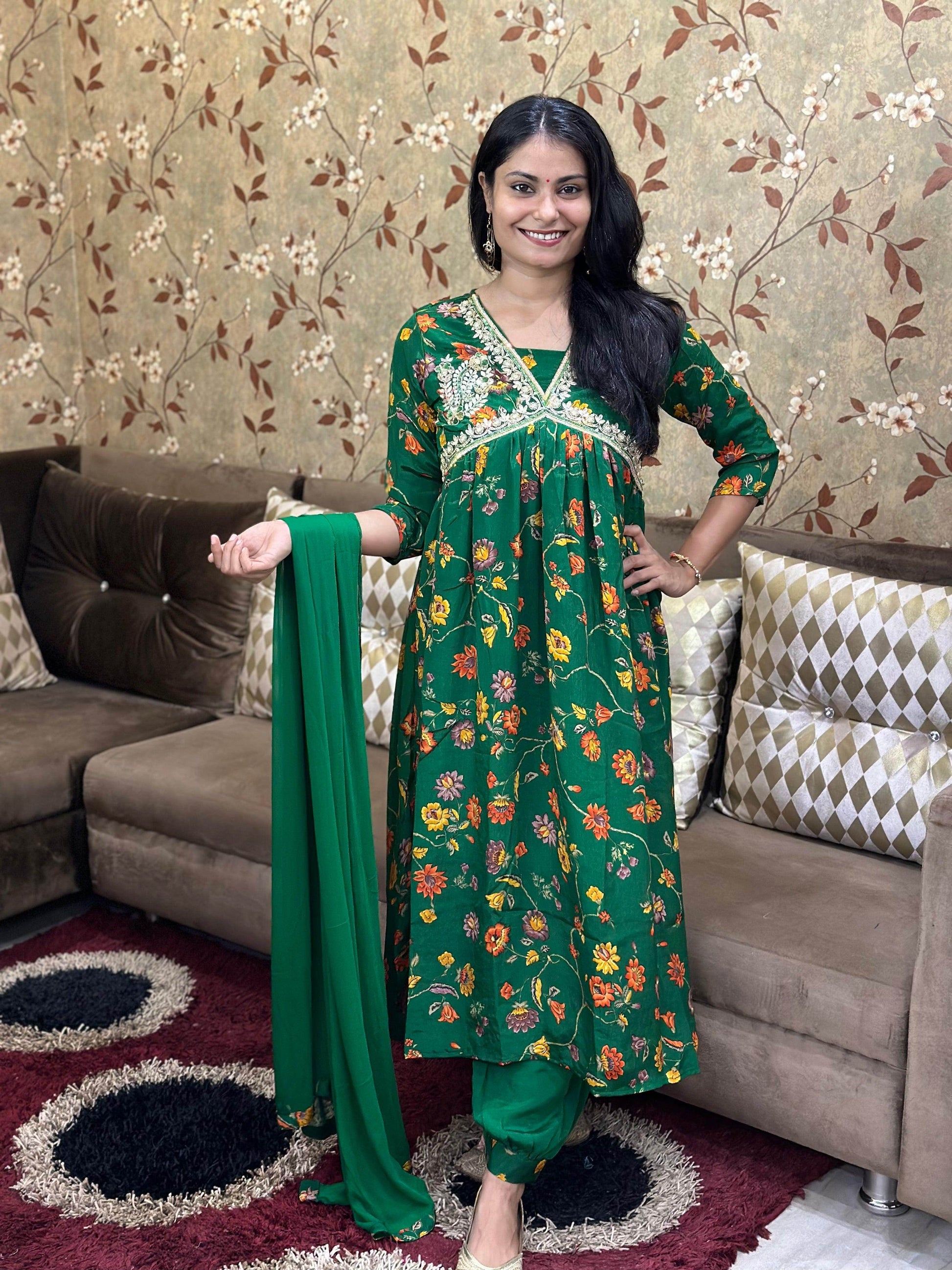 Alia Cut Chinon Suit Set - Vijay Laxmi