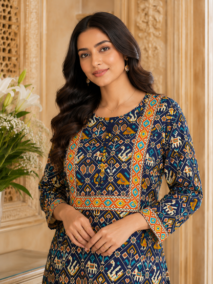 Ada pure cotton kurti for women blue
