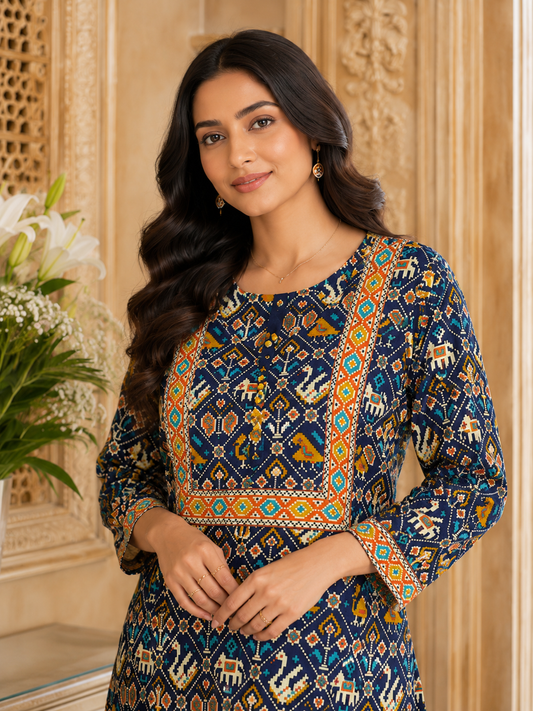 Ada pure cotton kurti for women blue