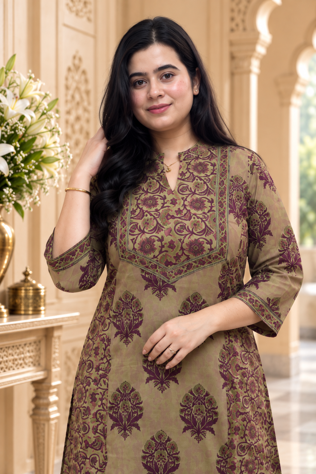 Nazakat Cotton kurta set for women purple