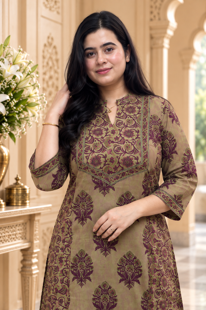 Nazakat Cotton kurta set for women purple