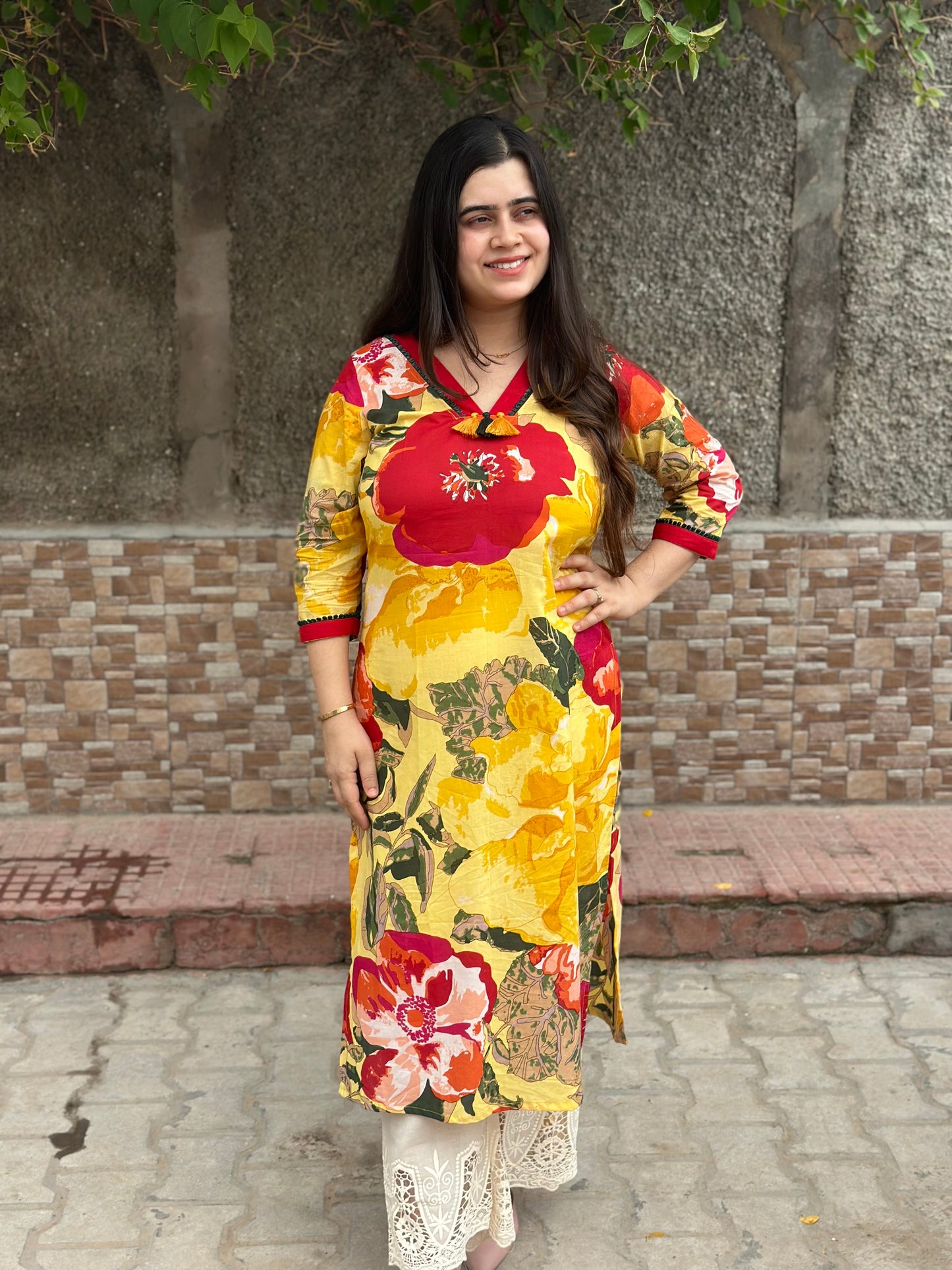 Breathable & Stylish Floral cotton kurti