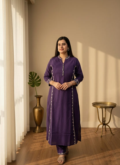 Cotton kurta set with pants