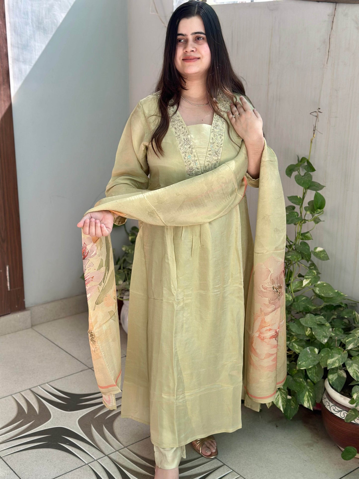 Modal Shimmer Silk Suit - Vijay Laxmi