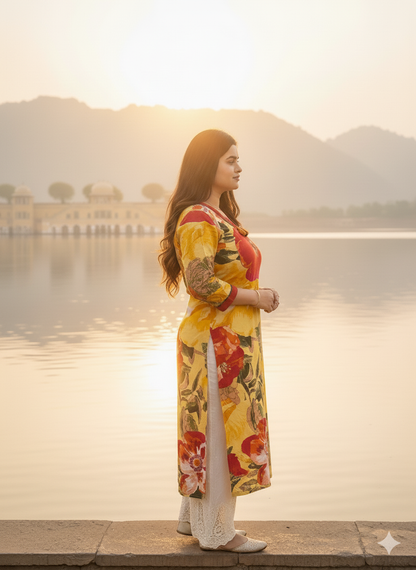 Breathable & Stylish Floral cotton kurti