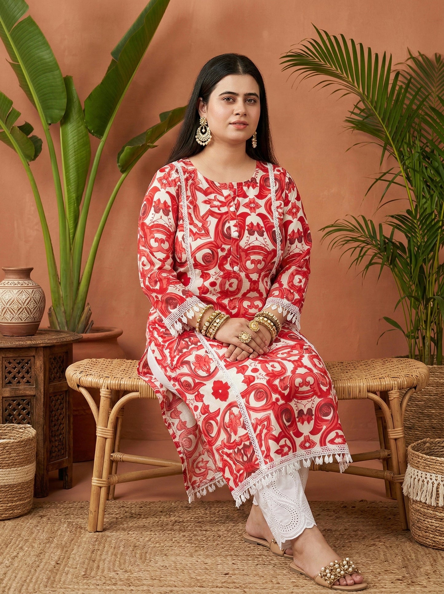 Airy Cotton kurti for women red