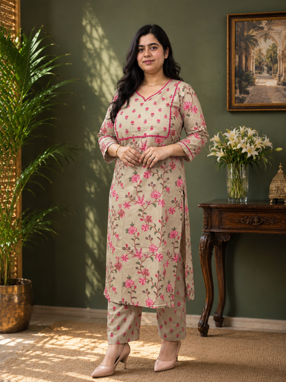 Ruhani Cotton kurta set for women beige