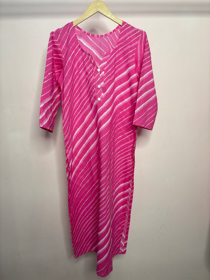 Gulzar Leheriya cotton kurti pink
