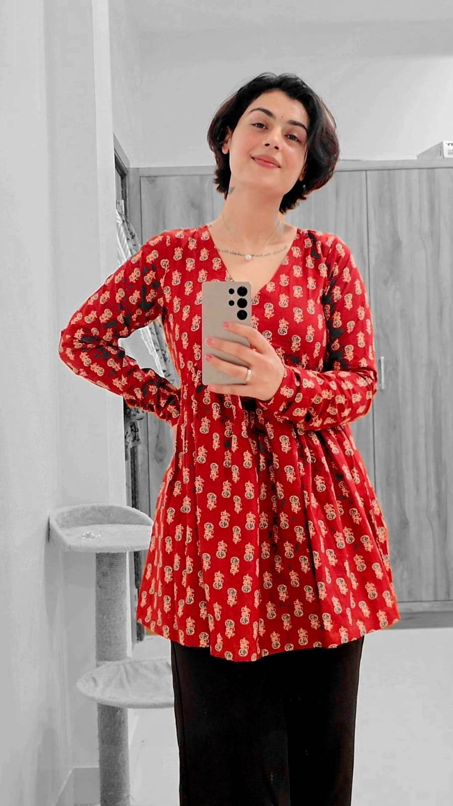 Short Cotton tunic for women - Vijay Laxmi