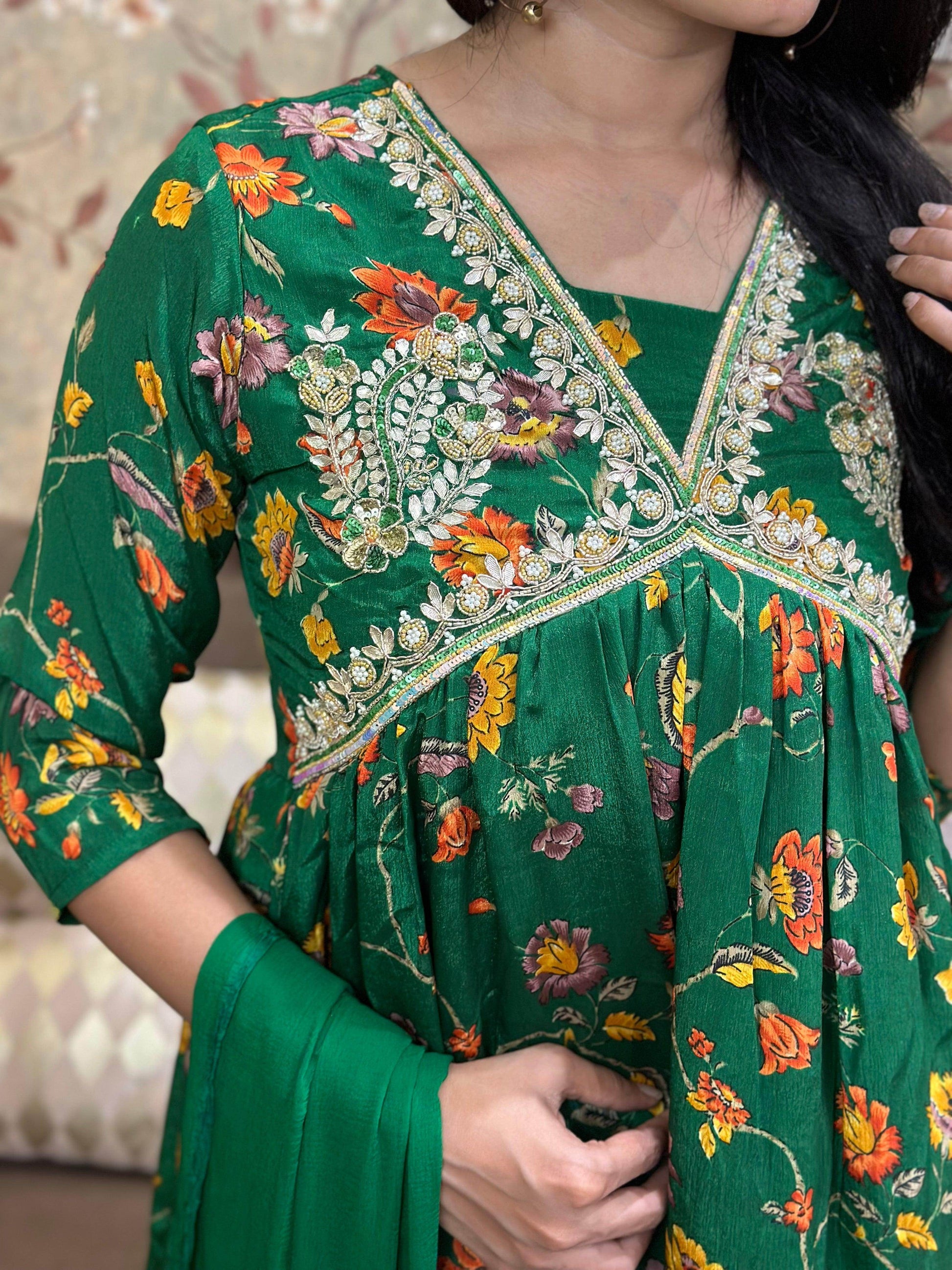 Alia Cut Chinon Suit Set - Vijay Laxmi