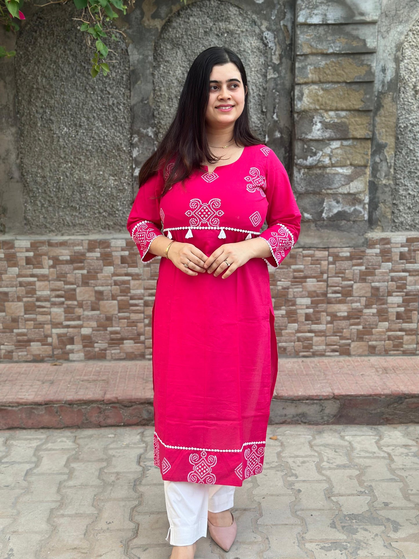 Breathable & Stylish Cotton Kurti Pink