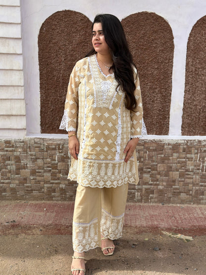 Gulmohar Chikankari Cotton Cord Set for women