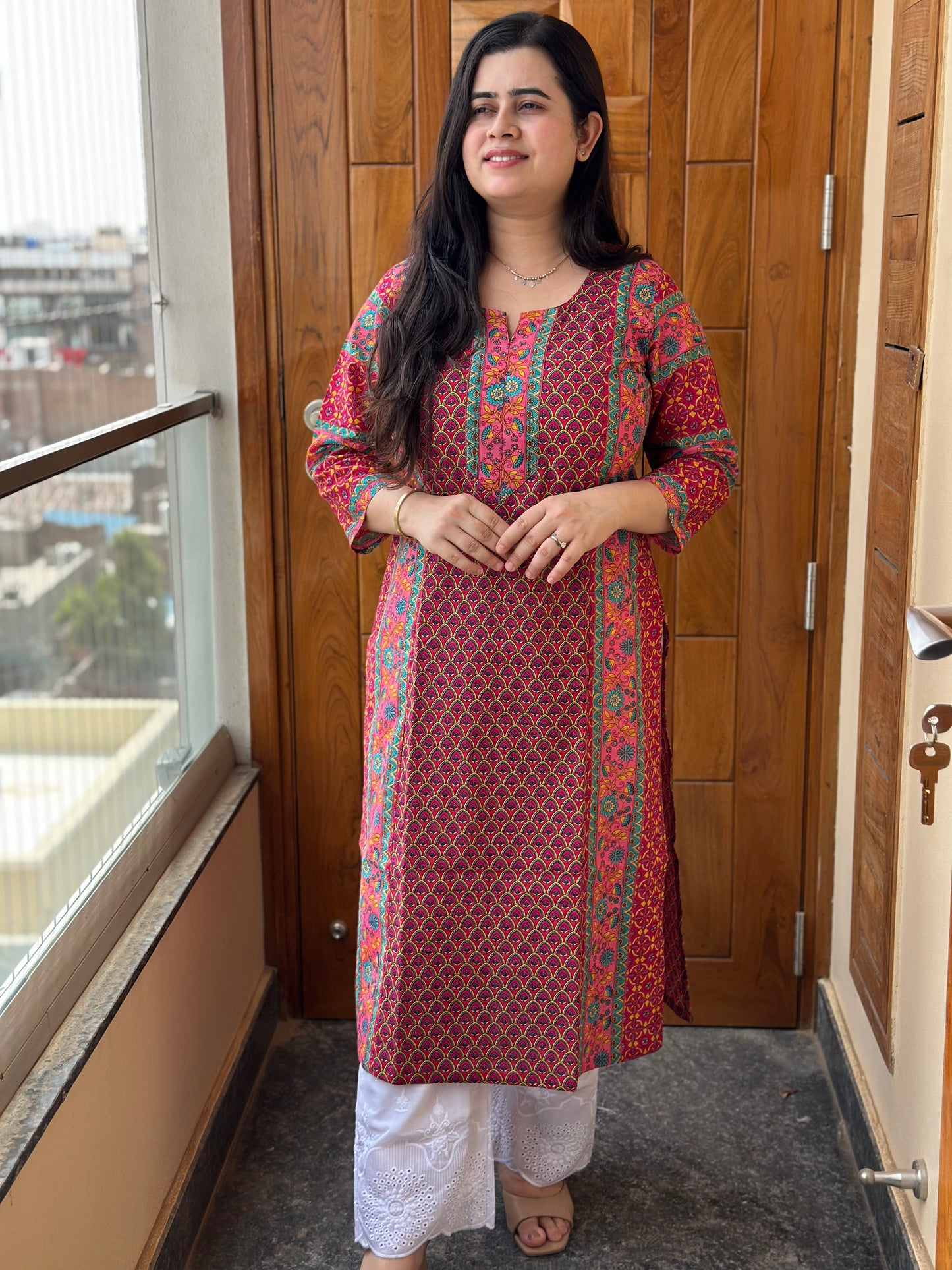 Gulmohar Cotton kurti for women ranipink