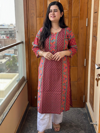 Gulmohar Cotton kurti for women ranipink