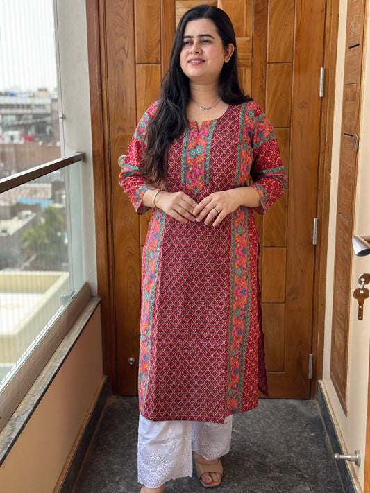 Gulmohar Cotton kurti for women ranipink