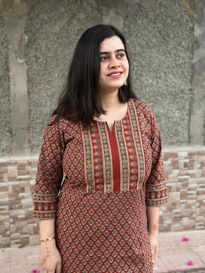 Airy Cotton Kurti for women Ajrakh