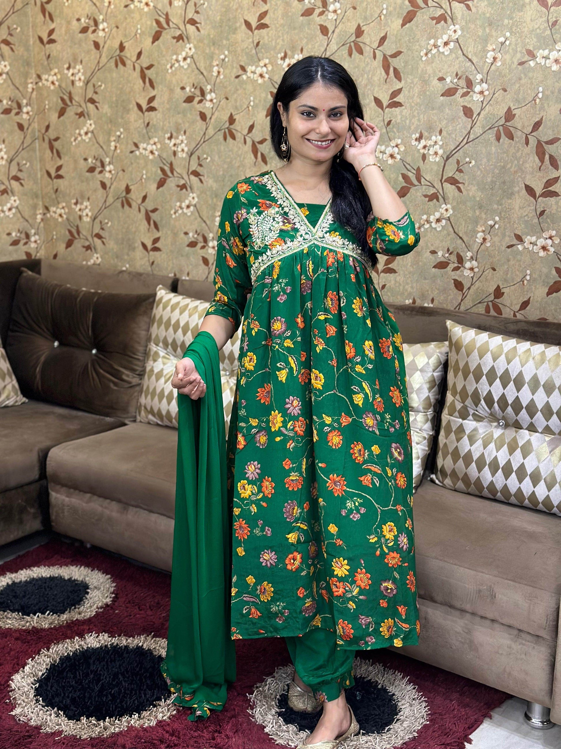 Alia Cut Chinon Suit Set - Vijay Laxmi