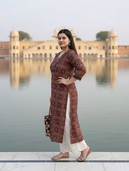 Airy cotton kurti for women ajrakh