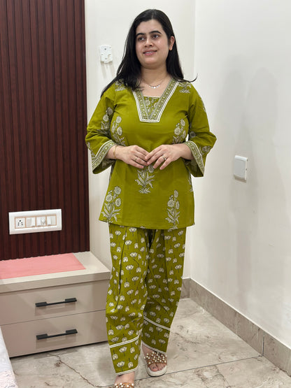 Jasmine Farshi Salwar Suit Mustard Green