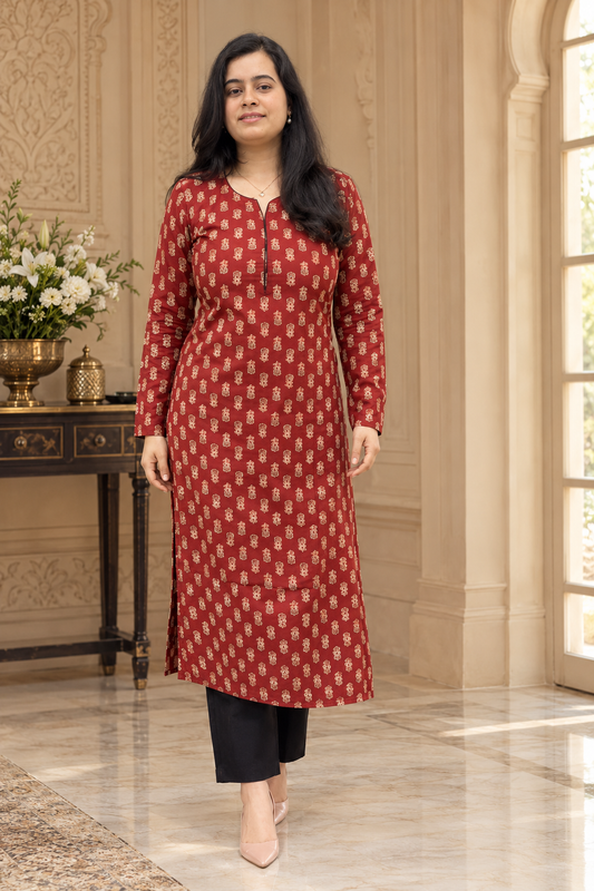 Sunehri pure cotton kurti for women bagru