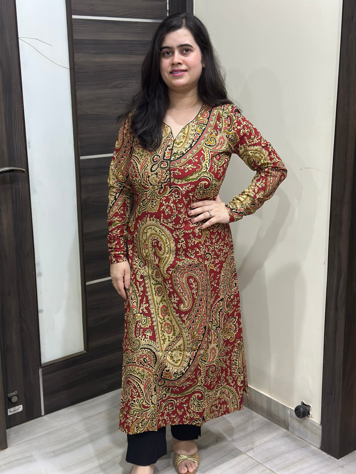 Madhubani pure cotton kurti for women red