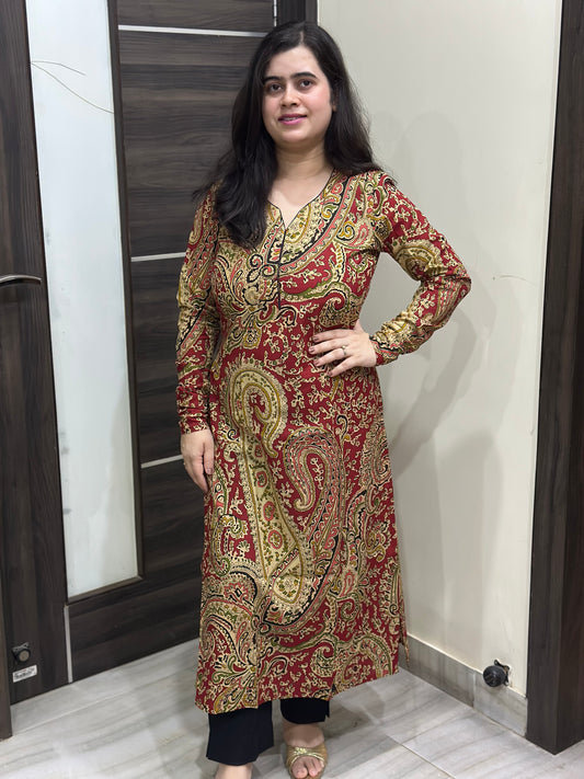 Madhubani pure cotton kurti for women red