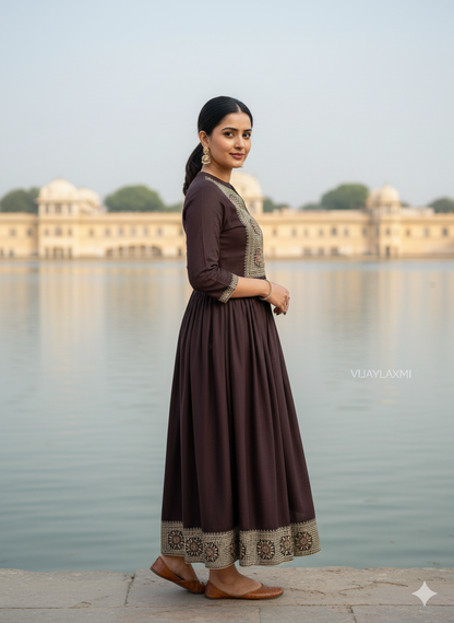 Naira cut Kurti D5 Brown