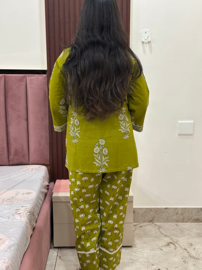 Jasmine Farshi Salwar Suit Mustard Green