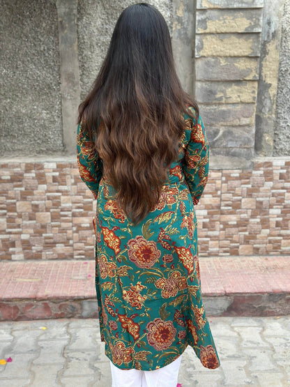 Airy Cotton Long Kurti floral - Vijay Laxmi