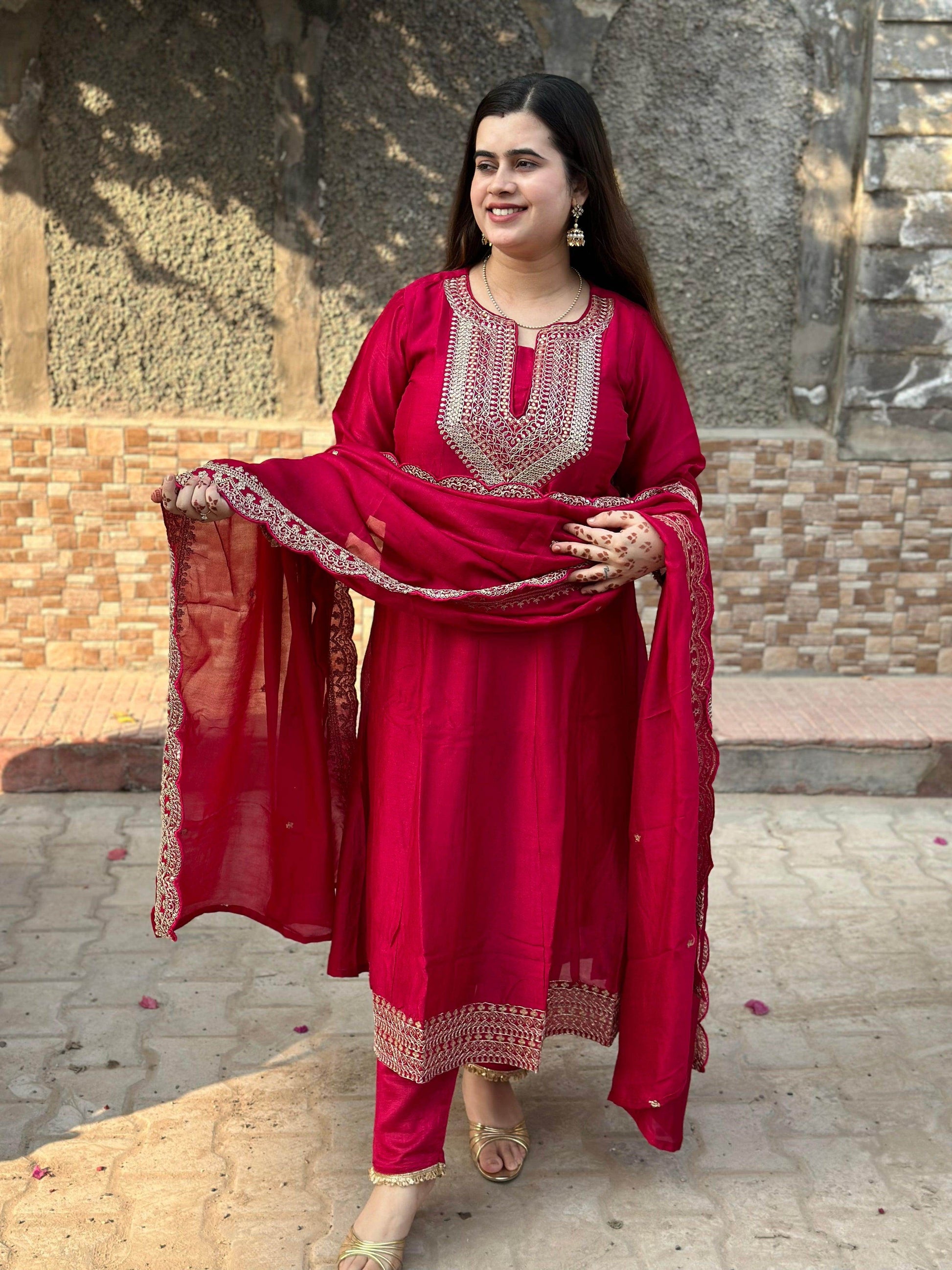 Soft Chinon Silk Suit For Women - Vijay Laxmi