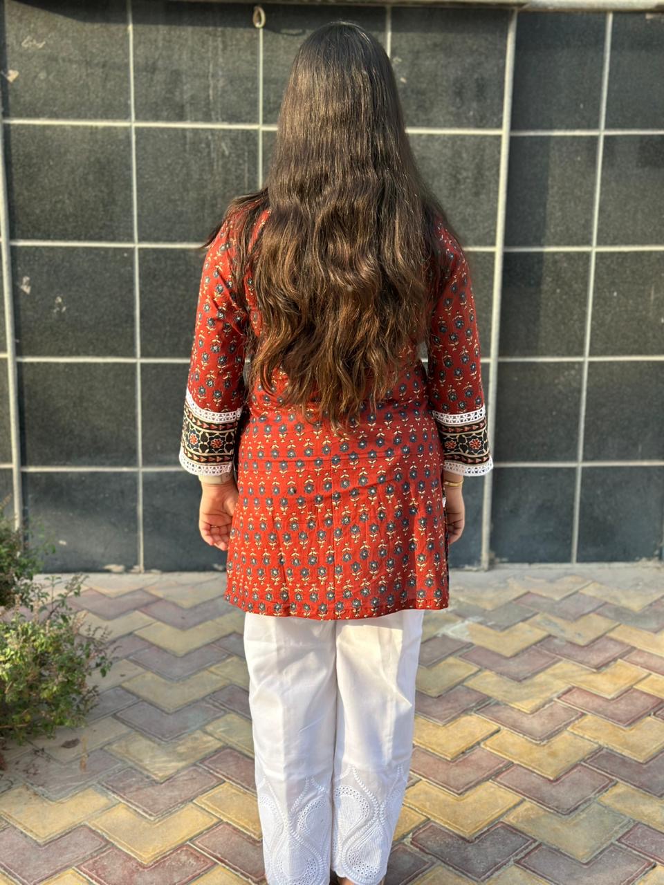 Short Cotton tunics for women red