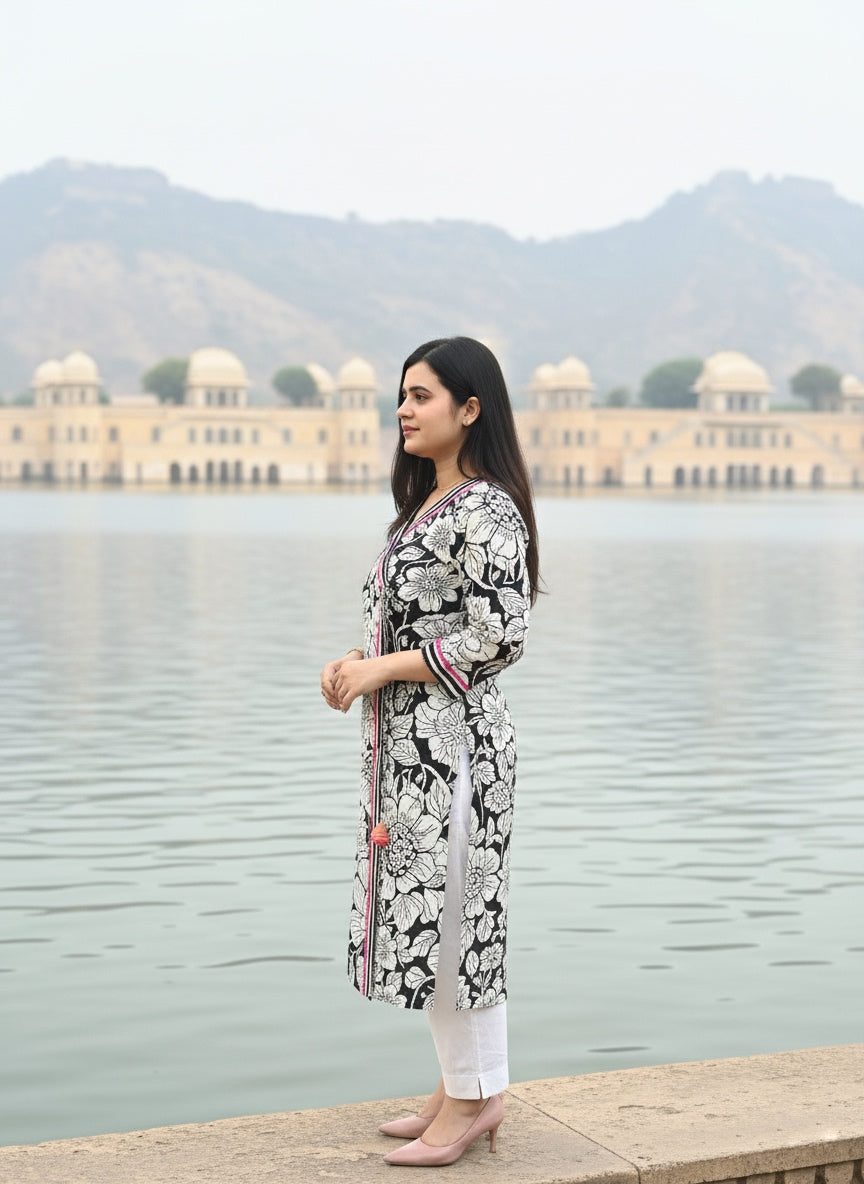 Airy Cotton Kurti for women black