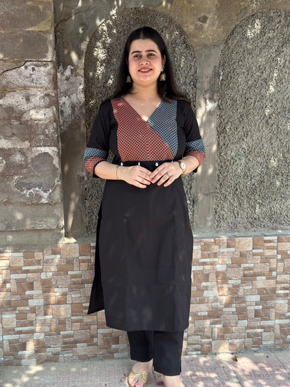 COMFORTABLE BLACK COTTON KURTI- PERFECT FOR DAILY WEAR