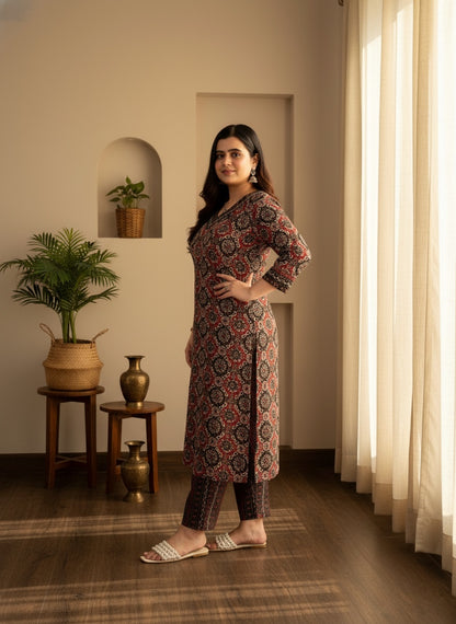 Ajrakh print kurta set with pants