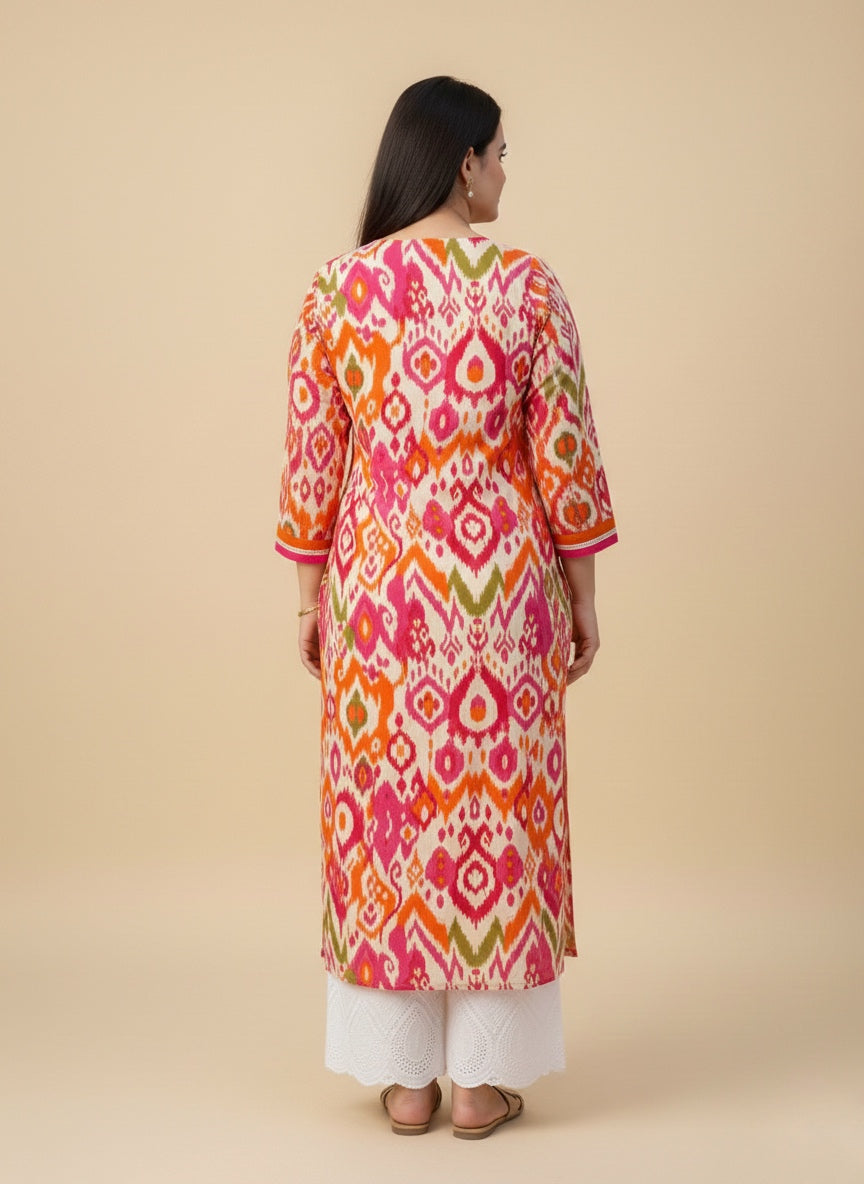 Airy Cotton Ikkat kurti for women