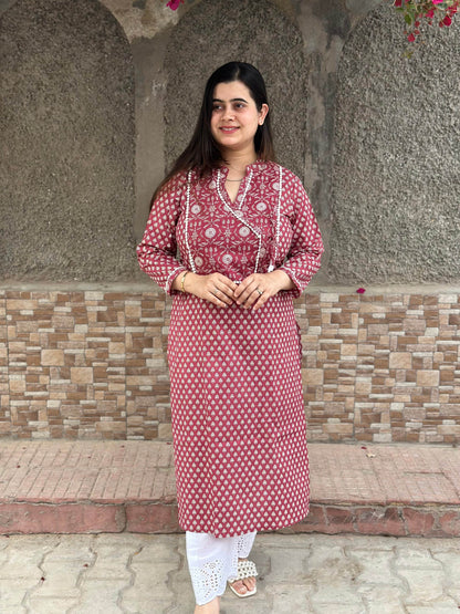 Airy Cotton kalamkari Kurti for women - Vijay Laxmi