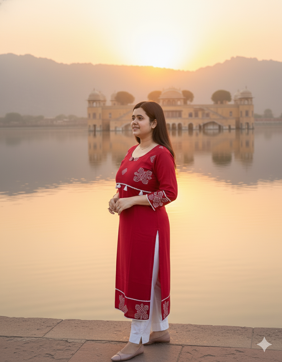Breathable & Stylish cotton kurti red