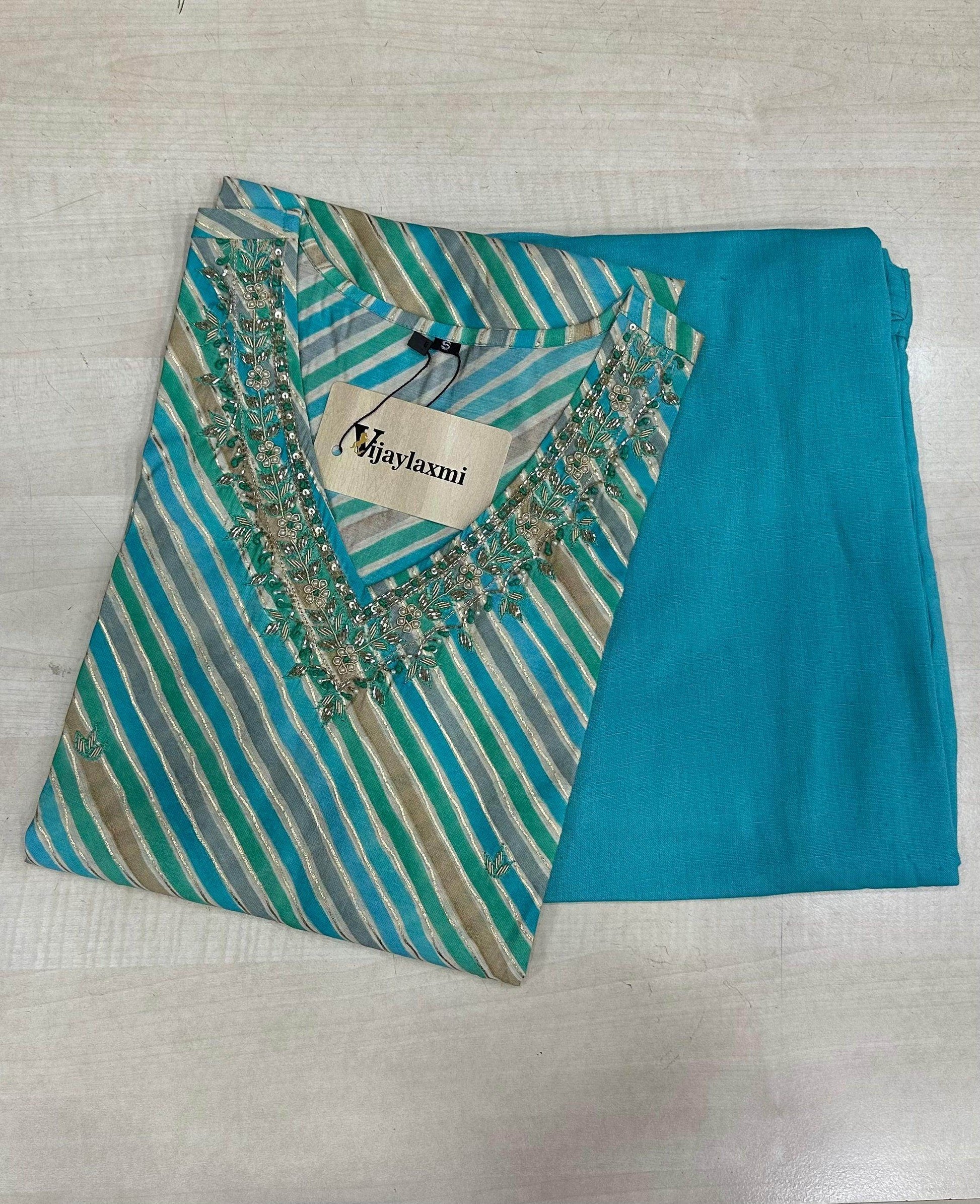 Muslin Silk lehariya Suit Set - Vijay Laxmi