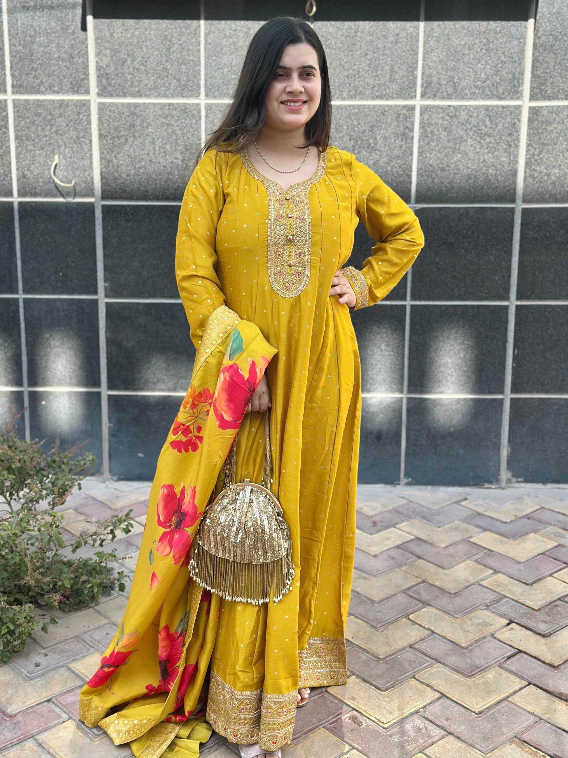 Dola Silk Party wear Frock Suit - Vijay Laxmi