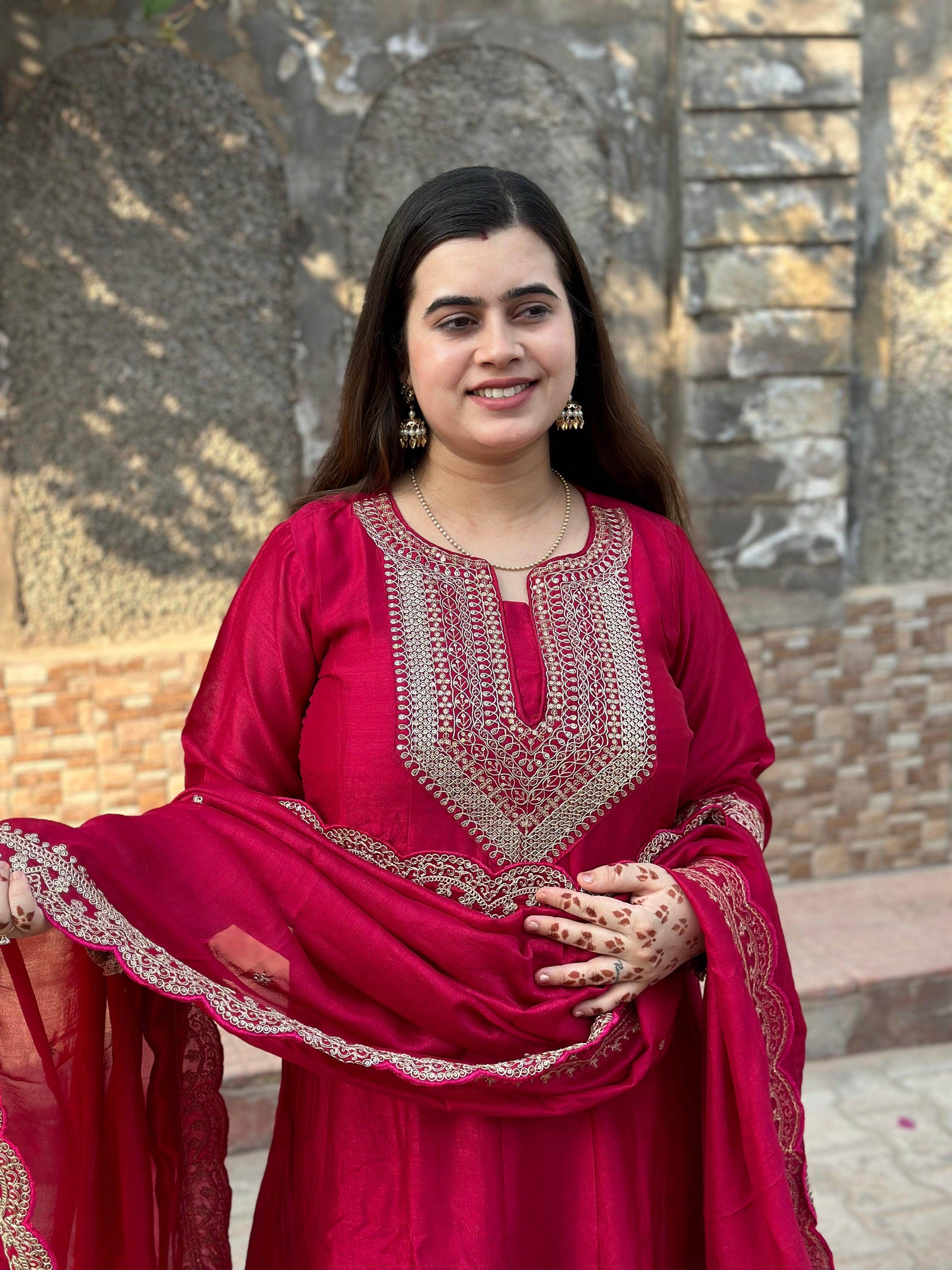 Soft Chinon Silk Suit For Women - Vijay Laxmi