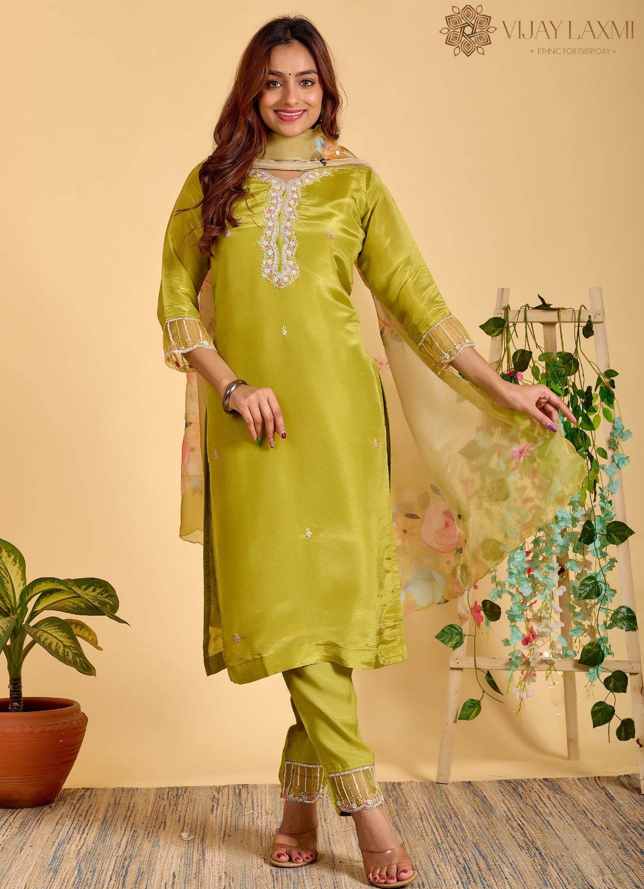 Modal Shimmer Silk Suit - Vijay Laxmi